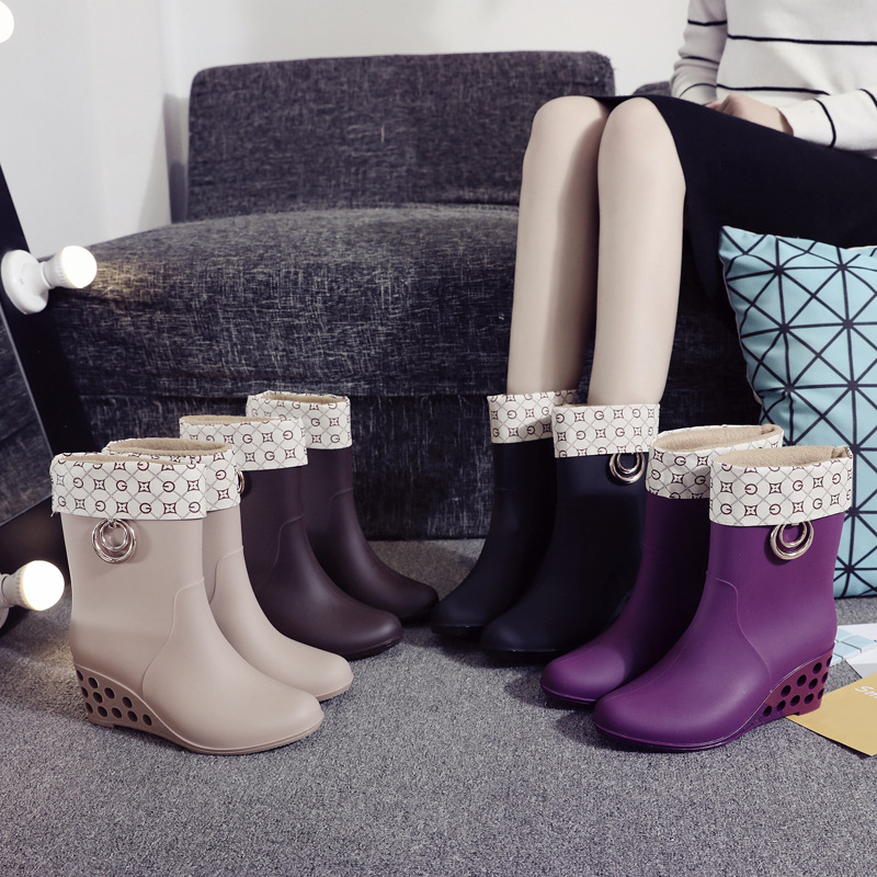 Women'S Fashion Korea - Scarpe da pioggia a tubo medio