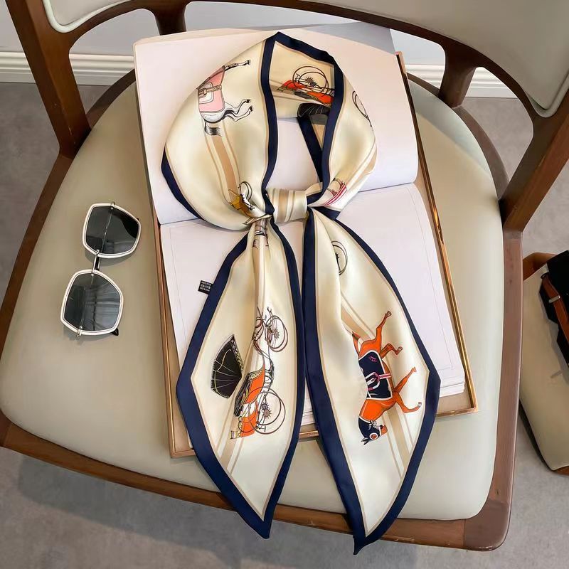 Women Fashion Necktie - Sciarpa per copricapo skinny in seta