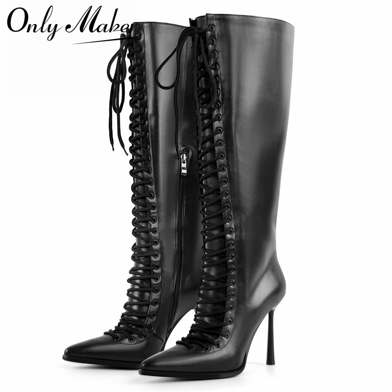 Women'S Fashion Knee High Boots - Onlymaker Stivali al ginocchio in ecopelle