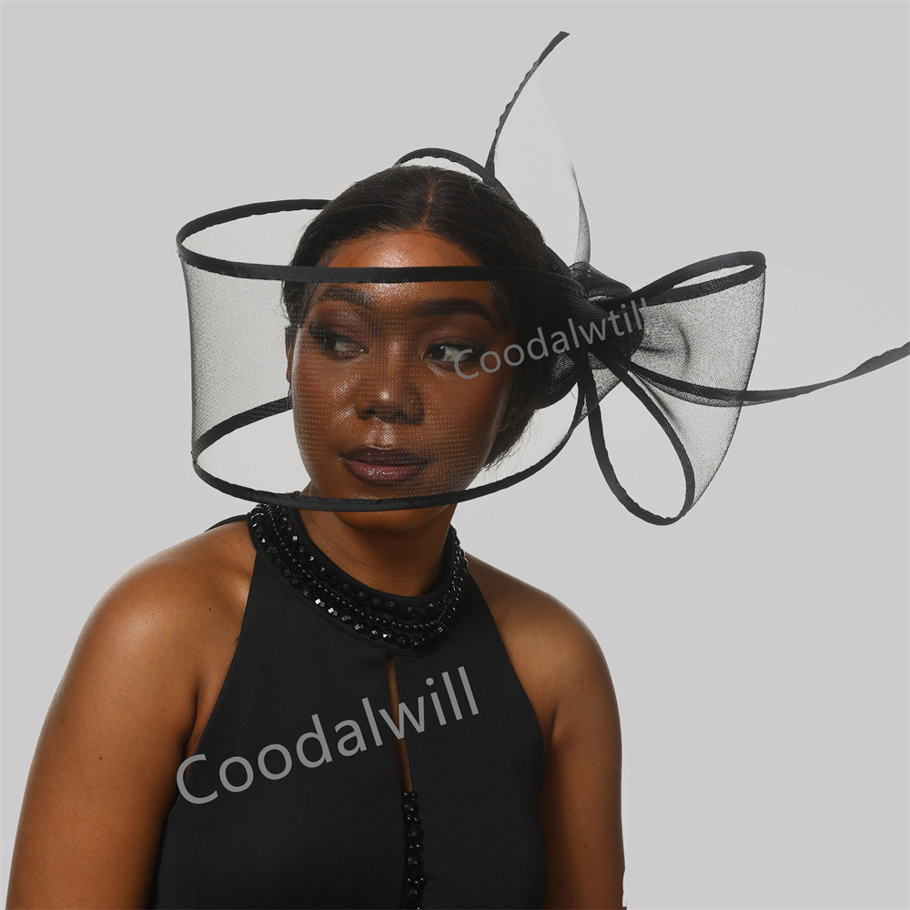 Women'S Fashion Kentucky Derby - Cappello Fascinator sbalzato bianco nero per