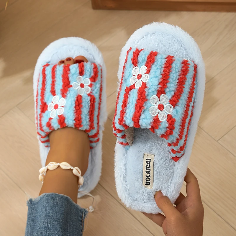 Pantofole in peluche a righe c - Women'S Fashion Korea recensione e prezzo