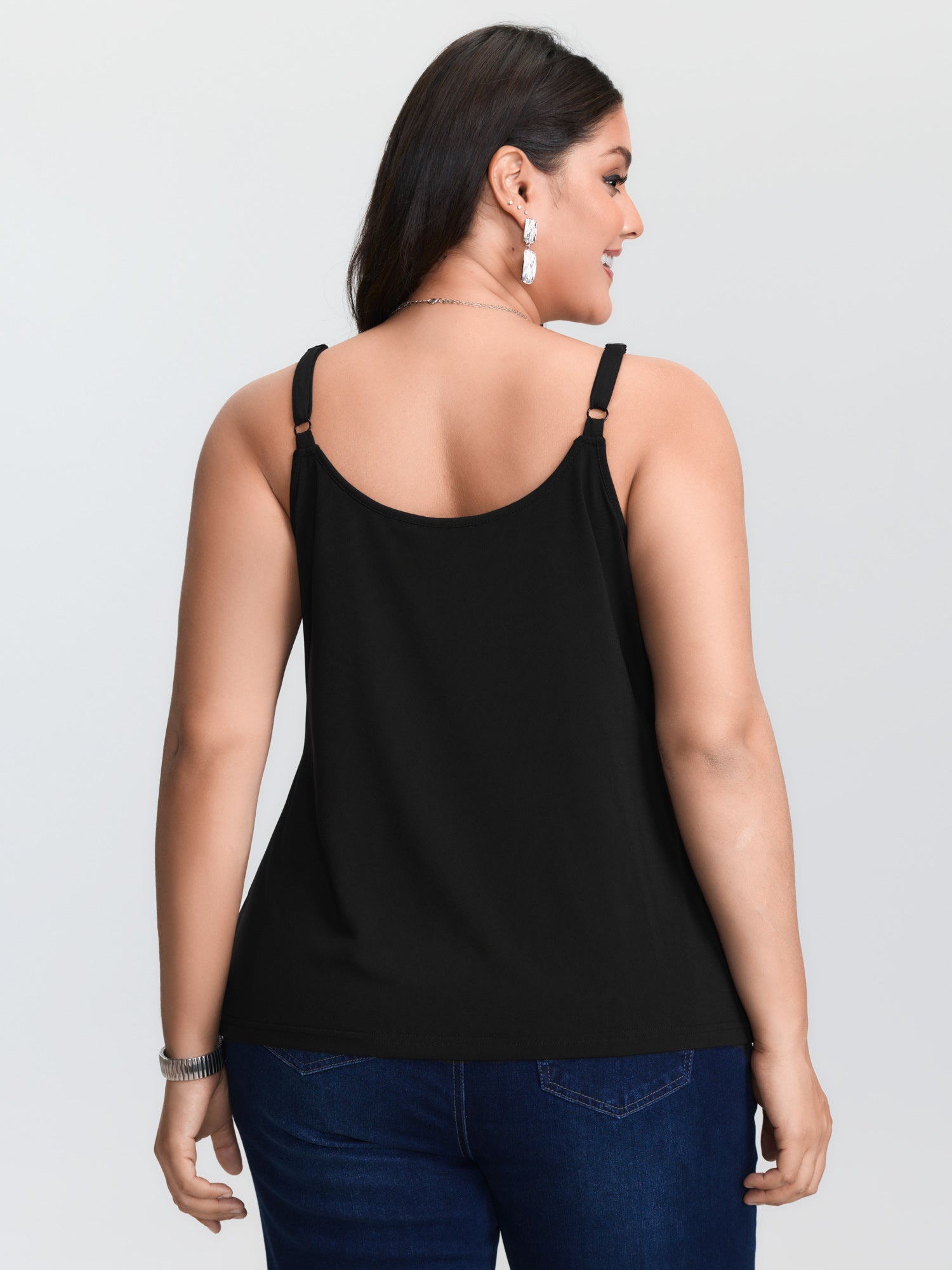 Canotta nera in maglia, dispon - Lace Trim Cami recensione e prezzo